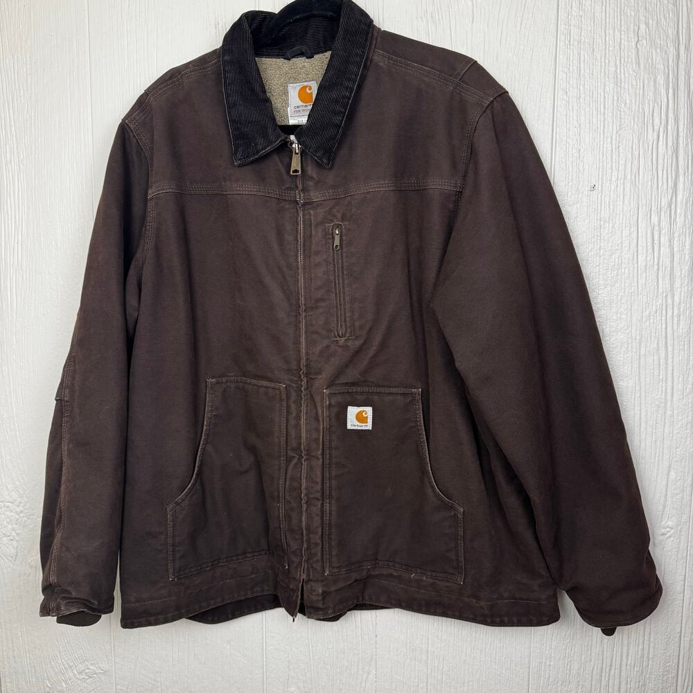 CARHARTT WC061 Women’s XL Brown Sherpa Lined Sandstone Ridge Coat Detroit Jacket - Picture 5 of 16